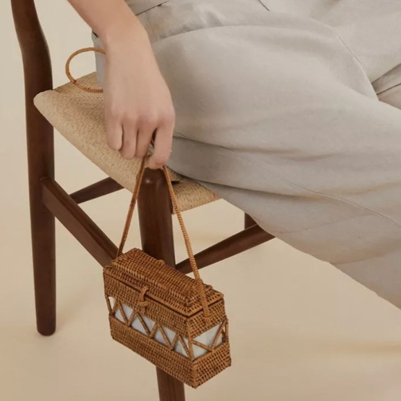 Handbags - Mini Straw Structured Crossbody Bag